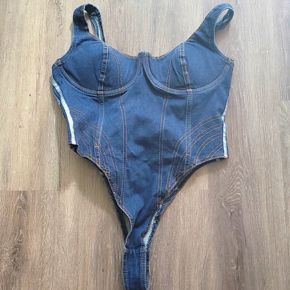 Ivy Park x Adidas Denim Bodysuit NWT